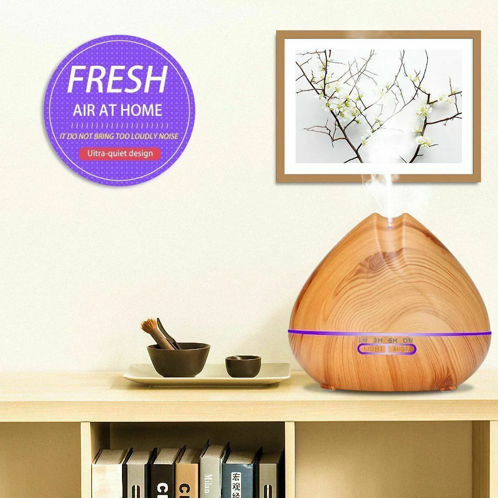 Tagital 550ml Aroma Essential Oil Diffuser Wood Grain Ultrasonic Cool Mist Humidifier N56610