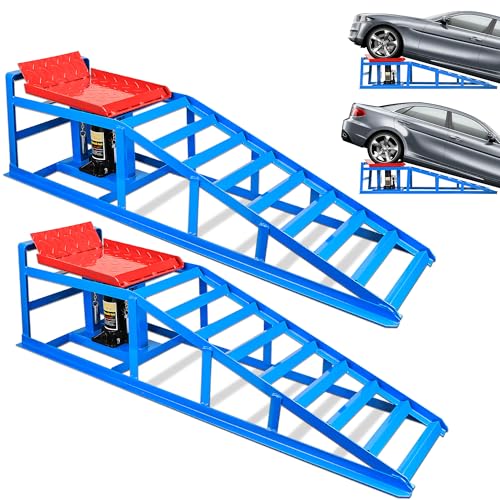 2PCS 5T Hydraulic Car Ramps, Heavy Duty Portable Vehicle Lift for Garage L579958