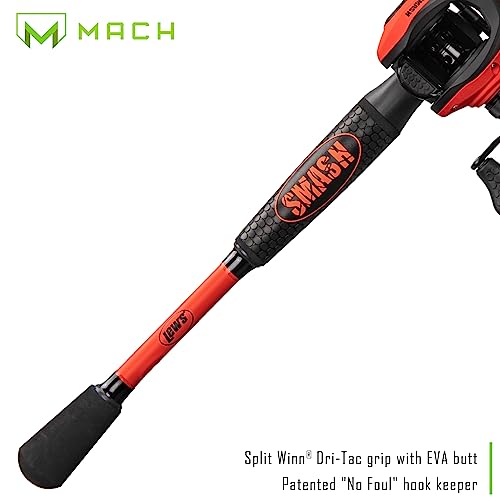 Lew's MACH Smash Baitcast Reel and Fishing Rod Combo, IM6 Graphite, Red P923