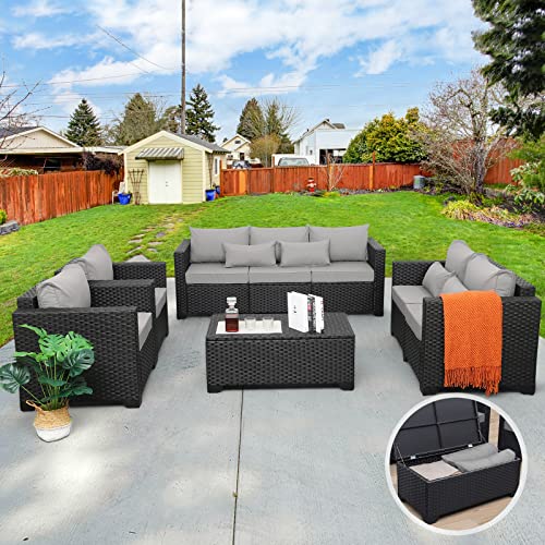 Rattaner Patio Furniture Set 5 Pieces Outdoor Couch with Coffee Table P526524