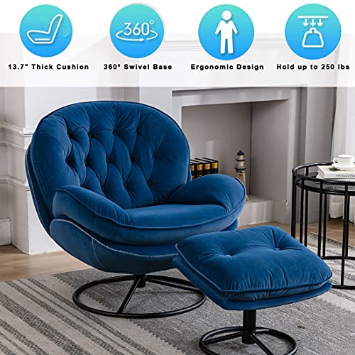 Baysitone Velvet Swivel Accent Chair with Ottoman Set, Modern Lounge Chair, Fruit Green Q36819