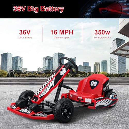 36V Electric Drift Kart for Kids, 350W Motor, 16 MPH S509812