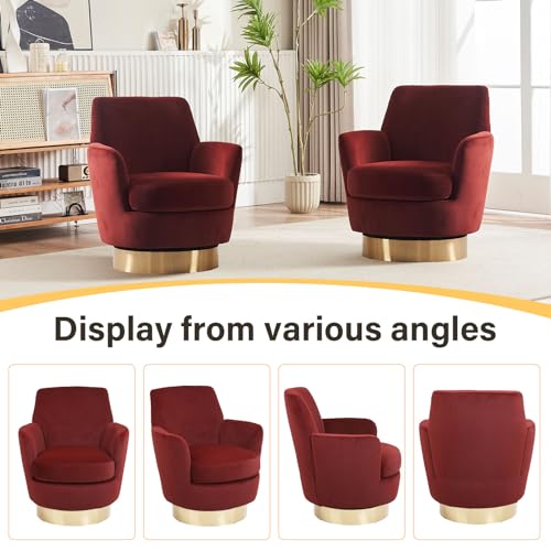 Swivel Barrel Chair Set of 2, Modern Velvet Accent Chairs, Orange P5409