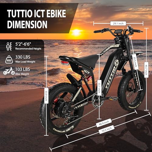 TUTTIO ICT Electric Bike for Adults, 4000W 60V 25AH, 20" Fat Tire Full Suspension K74003