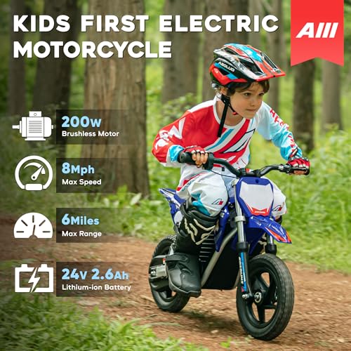 AIII Electric Dirt Bike for Kids 3-7, 12-Inch Off-Road Tires, Red X89100