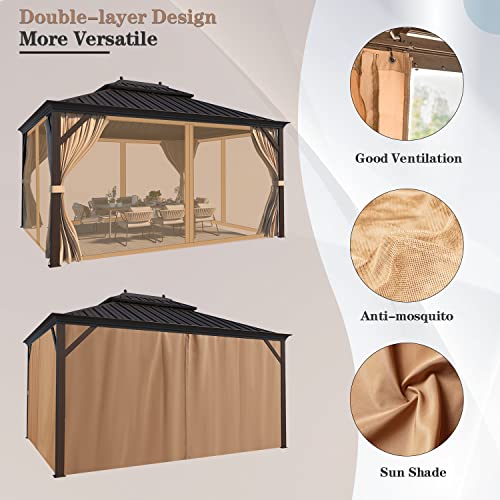 EROMMY 14'x20' Hardtop Gazebo Double Roof Galvanized Steel Outdoor Pavilion G3084