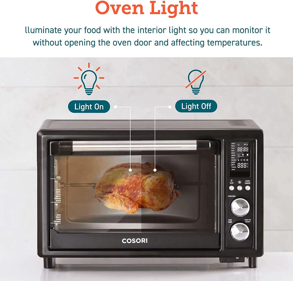 COSORI Smart Air Fryer Toaster Oven, 32-Quart, Stainless Steel, Black K7379