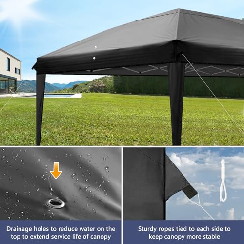 Outvita 10x20ft Pop Up Canopy Tent with 6 SideWalls, Black C203441