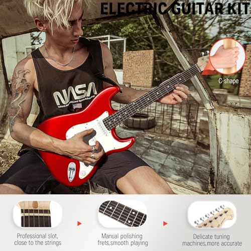 Donner DST-100B 39 Inch Electric Guitar Beginner Kit with Amplifier and Accessories W342