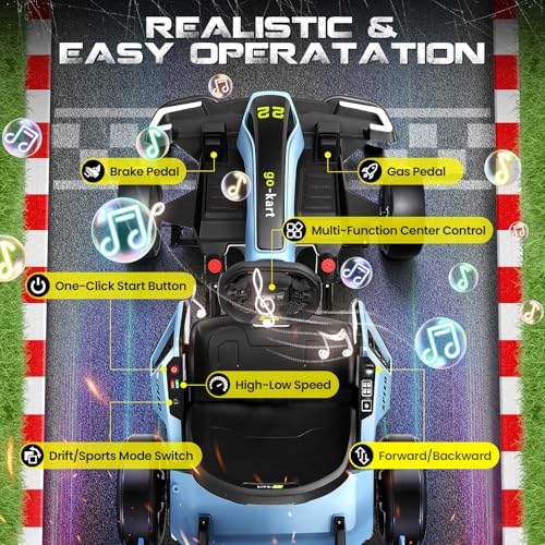 Hikole Electric Drift Kart for Kids, 24V, 3 Speed, Red O7440