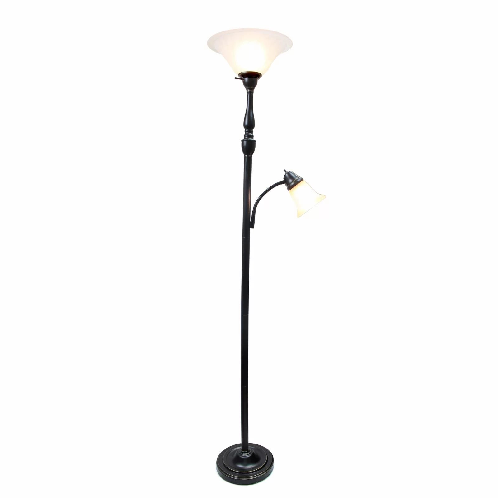 Elegant Designs 2-Light Floor Lamp with White Marble Glass G568