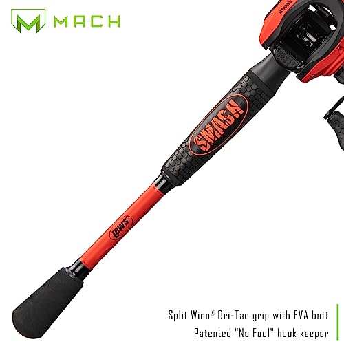 Lew's MACH Smash Baitcast Reel and Fishing Rod Combo, IM6 Graphite, Red P923