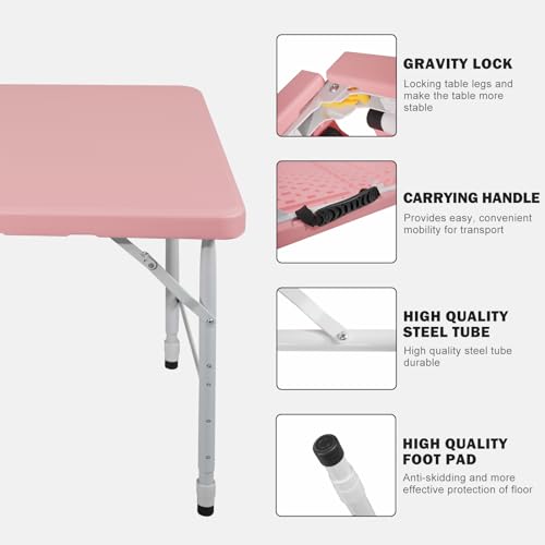 Portable Plastic Folding Table 4ft Heavy Duty Indoor Outdoor Y145657