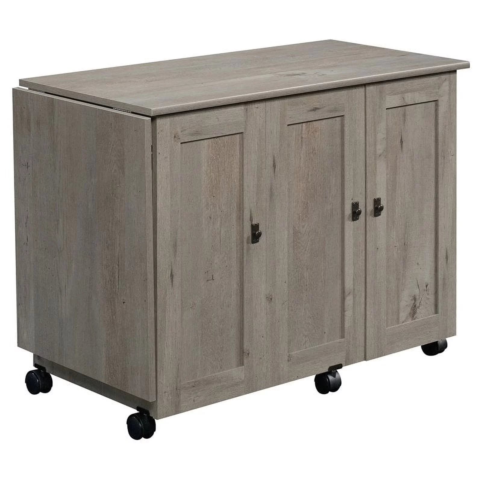 Pemberly Row Contemporary Engineered Wood Sewing Craft Table in Oak