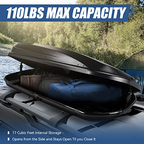 Auto Dynasty Hard Shell Roof Top Car Storage Cargo Carrier, Glossy Black L344