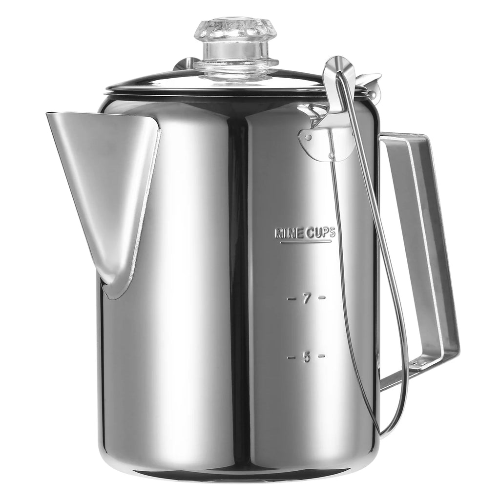 Tomfoto 1.2L Stainless Steel Percolator Coffee Pot for Camping A412780