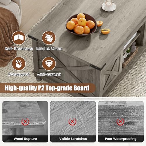 48" Farmhouse Lift Top Coffee Table with Storage, White E473872