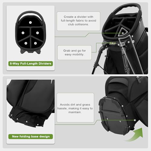 Lightweight Golf Stand Bag with 5-Way Dividers and 8 Pockets K5013