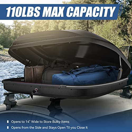 Auto Dynasty Hard Shell Roof Top Car Storage Cargo Carrier, Glossy Black L344