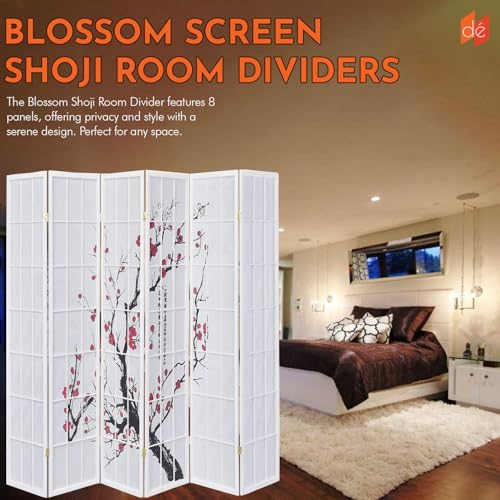 Legacy Decor 4-Panel Blossom Screen Portable Foldable Shoji Room Divider Black K541964