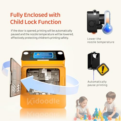 Kidoodle Mini 3D Printer for Kids & Beginners, Auto-Leveling, Touch Screen D392286