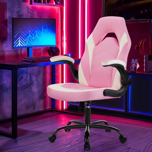 Sweetcrispy Ergonomic Gaming Desk Chair with Flip-up Armrest, Black Blue C253