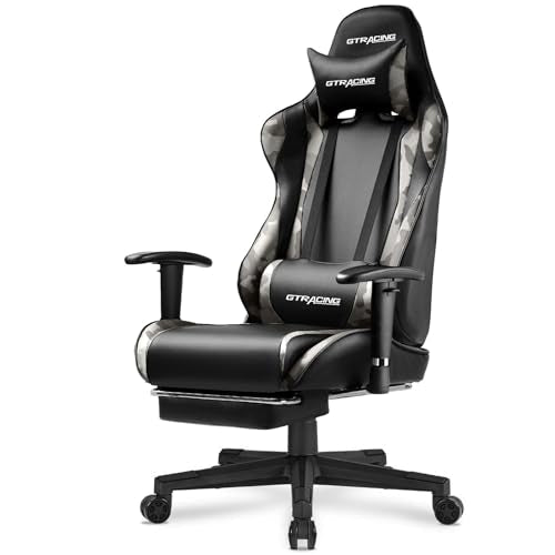 GTRACING Gaming Chair with Footrest, Blue R841