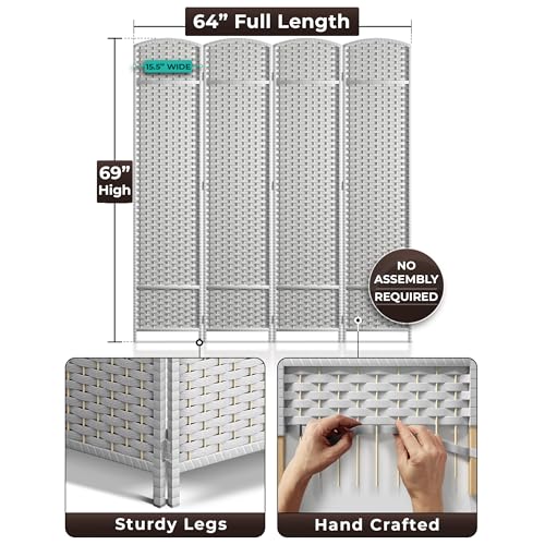 Sorbus 8-Panel Black Room Divider, 6 ft Tall Folding Privacy Screen T242