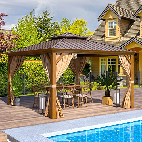 EROMMY 14'x20' Hardtop Gazebo Double Roof Galvanized Steel Outdoor Pavilion G3084