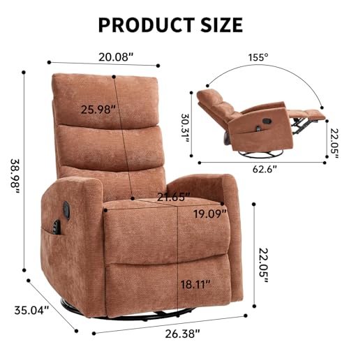 Massage Chair Recliner with Heat, Swivel Rocking, High Back Fabric Black V2333