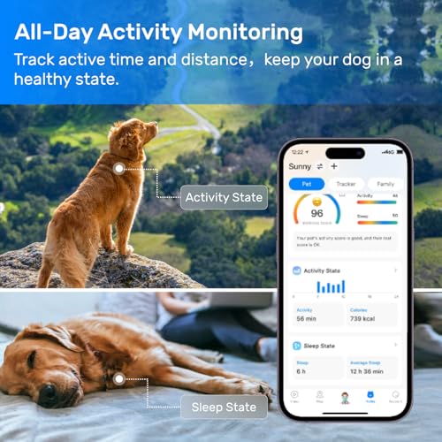 Dog GPS Tracker Waterproof Real-Time Location for Dogs 40 lbs+ (White) X621