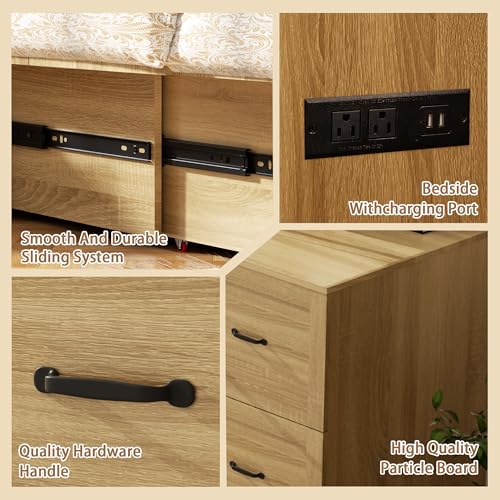 Murphy Bed Wood Wall Bed Cabinet with Drawer and USB Ports X615337
