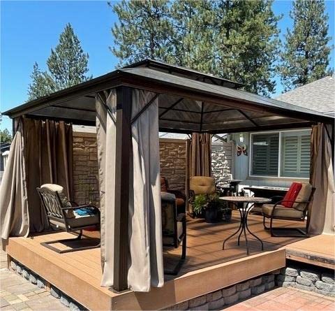 YOLENY 10'x13' Hardtop Gazebo with Aluminum Frame and Curtains F853