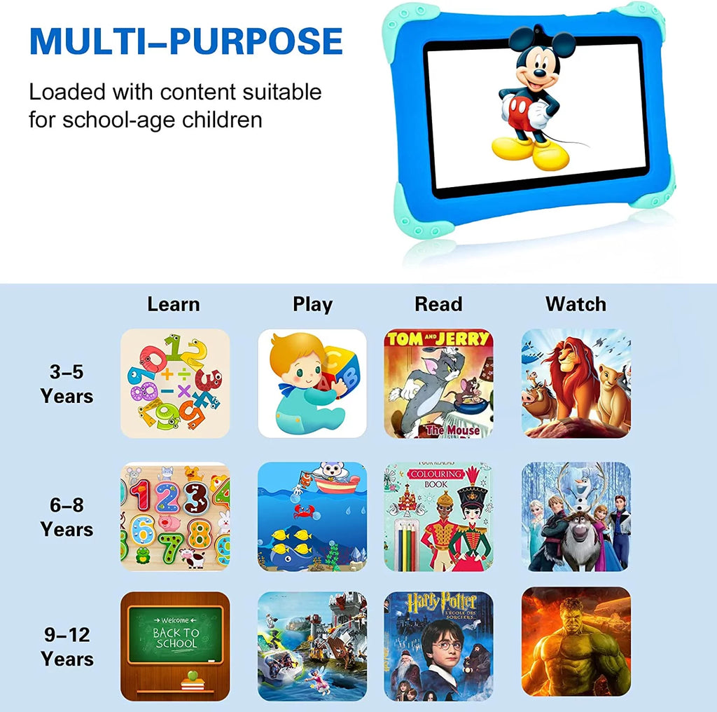 wei Kids Tablet 7 inch Android 11 Learning Tablet with Parental Control (Blue) N1773