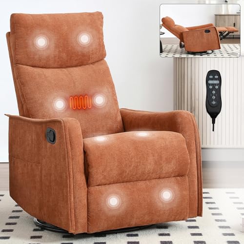 Massage Chair Recliner with Heat, Swivel Rocking, High Back Fabric Black V2333