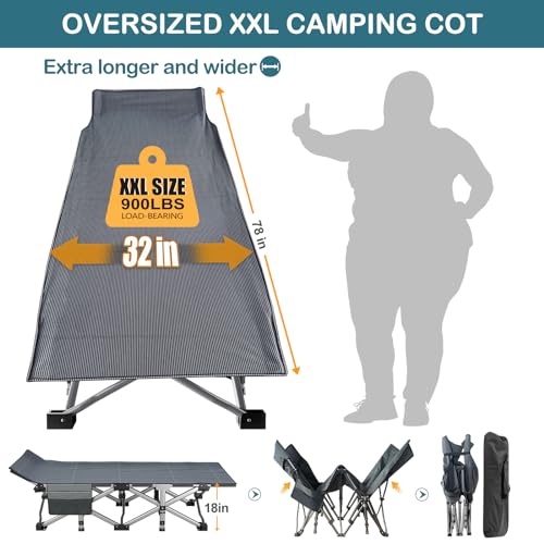 NAIZEA Folding Camping Cot for Adults, Adjustable Reclining Chair N72576
