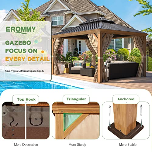 EROMMY 14'x20' Hardtop Gazebo Double Roof Galvanized Steel Outdoor Pavilion G3084