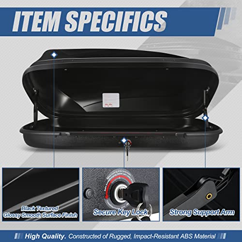 Auto Dynasty Hard Shell Roof Top Car Storage Cargo Carrier, Glossy Black L344