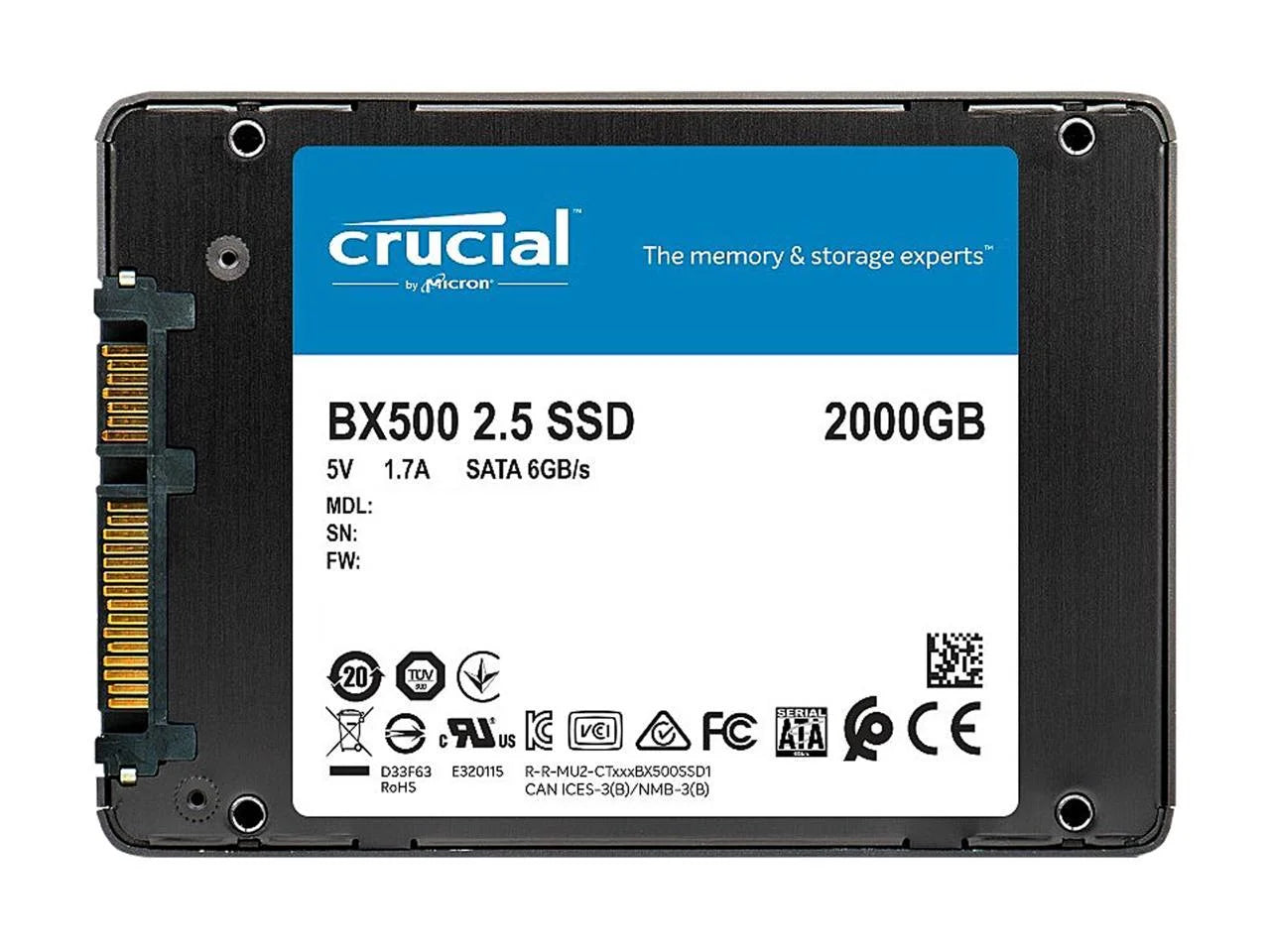 Crucial BX500 2TB Solid State Drive 2.5" Internal SATA P835