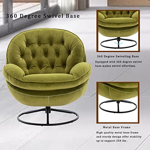 Baysitone Velvet Swivel Accent Chair with Ottoman Set, Modern Lounge Chair, Fruit Green Q36819