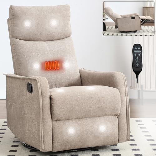 Massage Chair Recliner with Heat, Swivel Rocking, High Back Fabric Black V2333