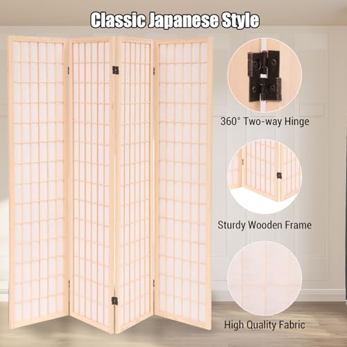 Shoji Screen 4 Panel Wood Room Divider Freestanding Privacy Screen A6166