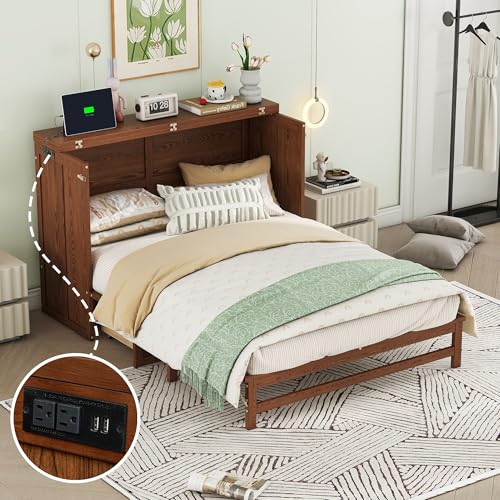 Queen Murphy Bed with Desk and Removable Shelves, USB Port, White H566492