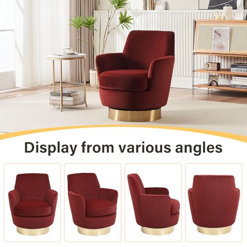 Swivel Barrel Chair Set of 2, Modern Velvet Accent Chairs, Orange P5409