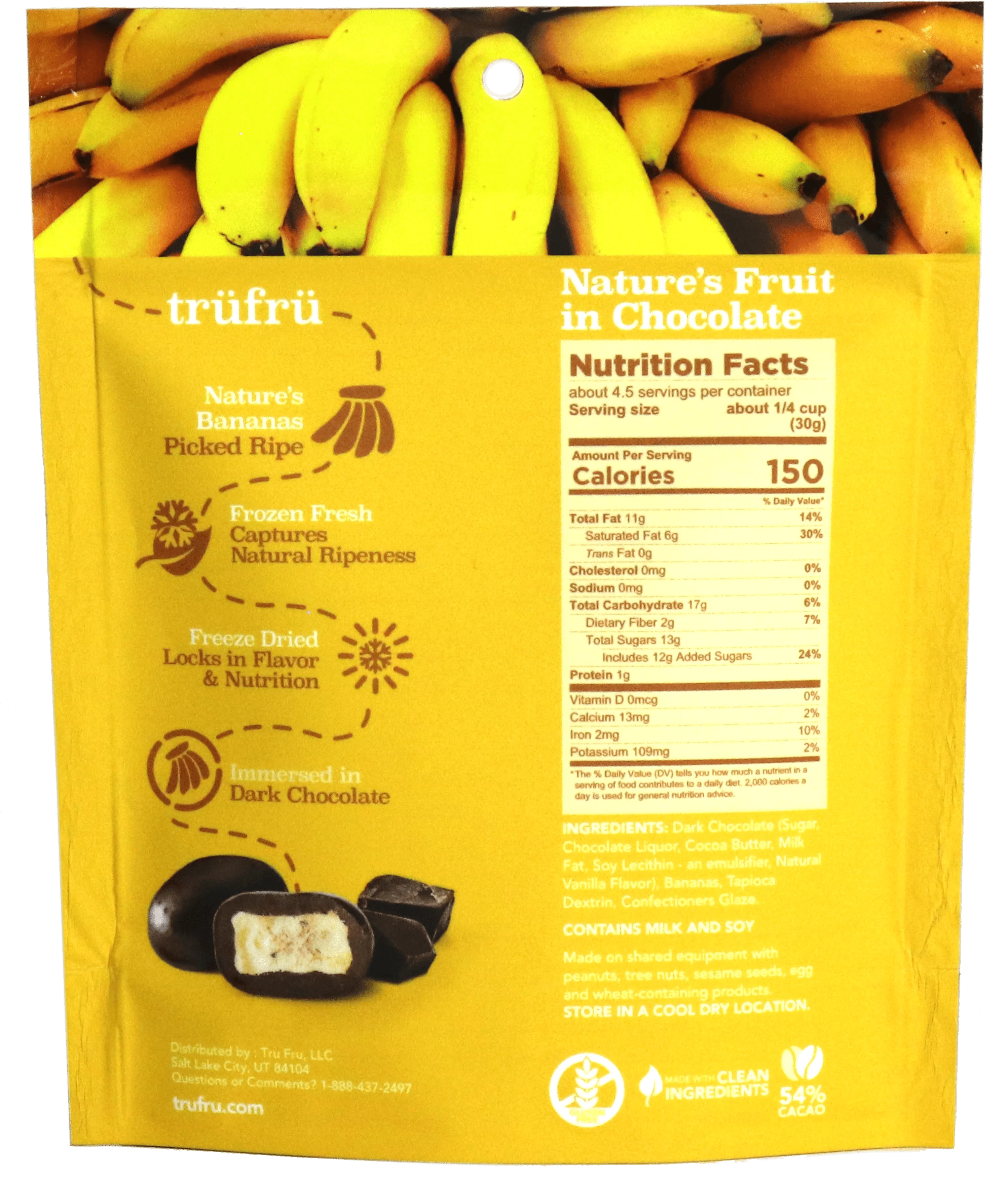 Tru Fru Hyper-Dried Real Banana in Dark Chocolate 6-Pack F5578