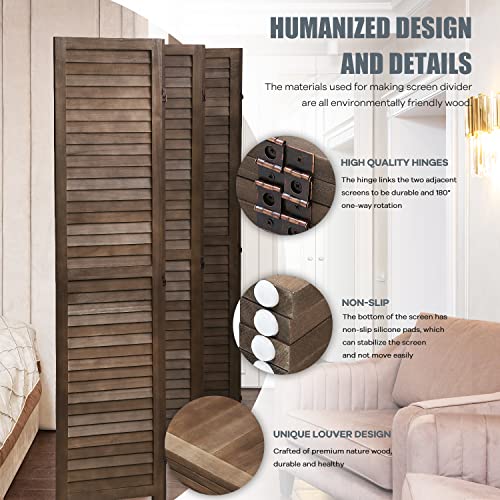 Wooden Room Divider 4 Panels Freestanding Partition for Home Office D5037