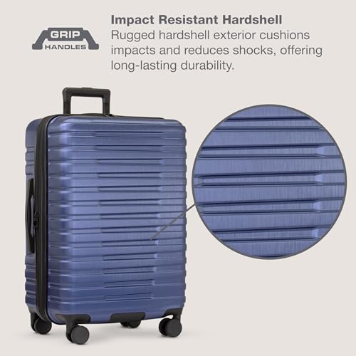 U.S. Traveler Boren Polycarbonate Hardside Carry-on Suitcase with 8 Spinner Wheels, Teal, 22-Inch S2578