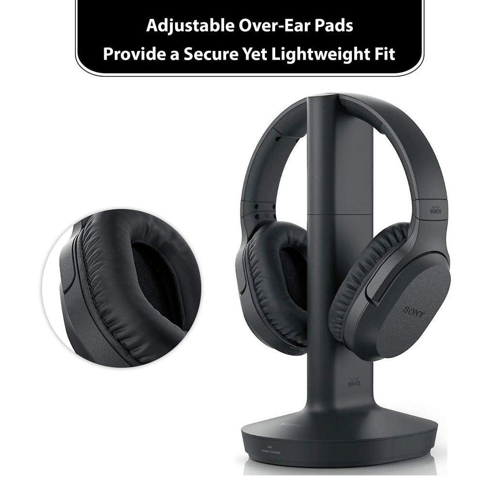 Sony Wireless Over Ear Headphones for TV Watching (WHRF400R) with Transmitter Dock and RCA Adapter X506