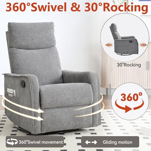Massage Chair Recliner with Heat, Swivel Rocking, High Back Fabric Black V2333