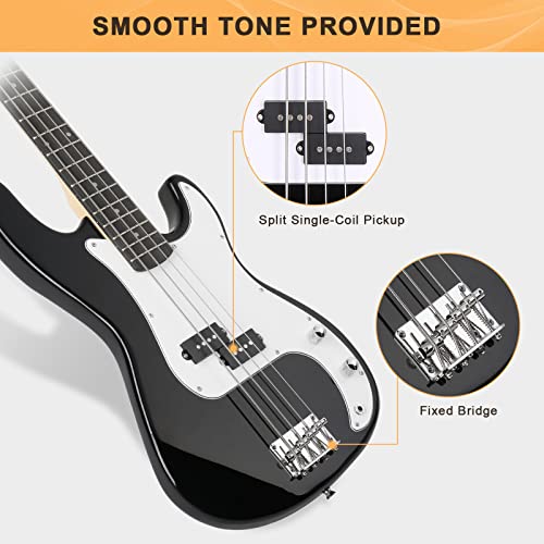 GLARRY Full Size Electric Bass Guitar Beginner Kit 4 String with Amp and Accessories S4156